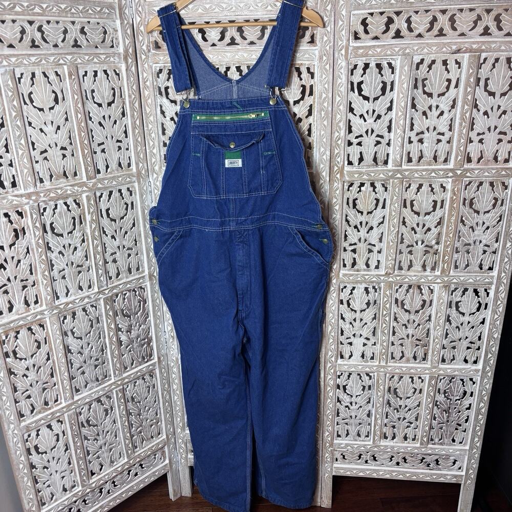 Liberty Overalls Mens Vintage Blue Denim Bib Workwear Hee Haw USA Made 42x28